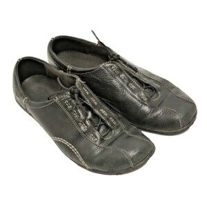 CLARKS Women"s sz 8M Black Leather Lace-Up Oxford Bowling-Type Shoes